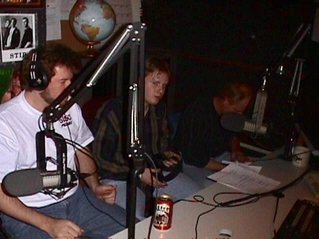 Me (in the middle) in 1999 on Madison radio. That's Ron Higgins to my right (Van Halen historian and all-around good guy).